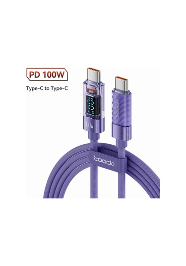 Toocki Toocki 100w Usb C Kablo - Tablet Ve Dizüstü Bilgisayar İçin Pd60w Hızlı Şarj, Dijital Ekranlı Tip C Usb Veri Kablosulavanta1m