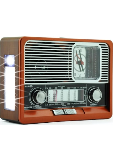 Everton RT-306 Bluetooth Usb/SD/Aux/FM Radyo Saatli Ahşap Nostalji Radyo