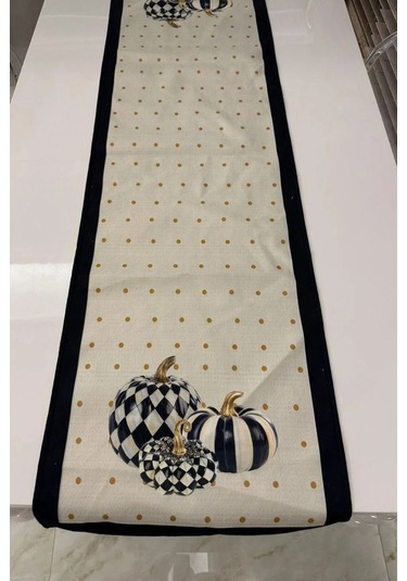 Keten Görünümlü Balkabağı Desenli Runner 40x140 Renkli
