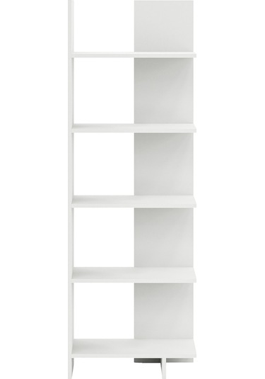 Asimetrik Beş Raflı Kitaplık Beyaz