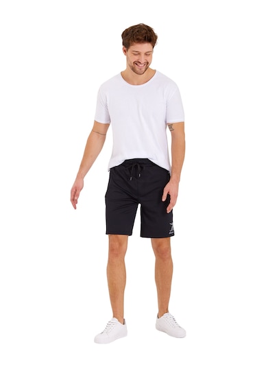 Adams Erkek Reflektör Logo Regular Fit Cepli Spor Şort Siyah