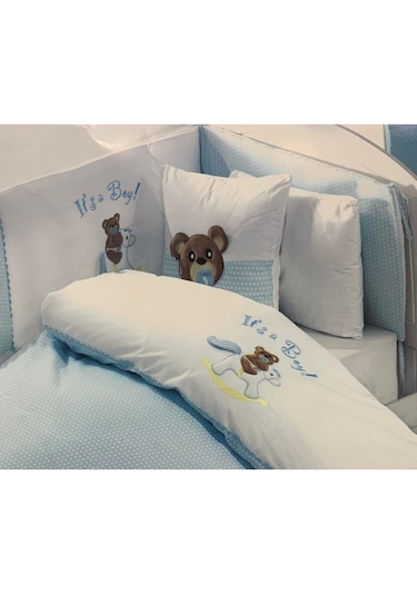 Maribor Baby Cute 7 Parça Bebek Nevresim Uyku Seti Mavi