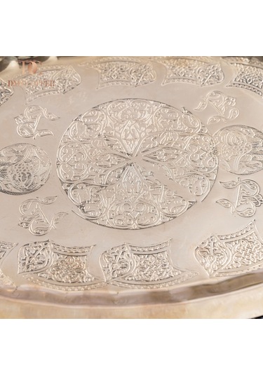 Dmt Gaziantep Bakır 34,5 Cm Osmanlı El İşi Sunum Tepsi Kına Tepsisi 34.5cmx21.5cm Gold
