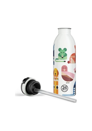 Kids Bottle Best Friends Pipetli Paslanmaz Çelik Çocuk Su Matarası 500 Ml Renkli