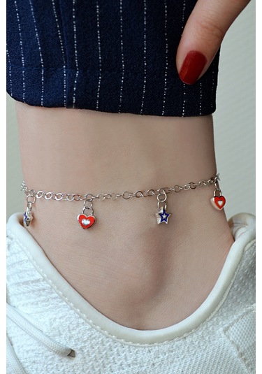 Argentum Concept Kalp ve Yıldız Figürlü 925 Ayar Gümüş Şans Halhalı - 41008201 Gümüş