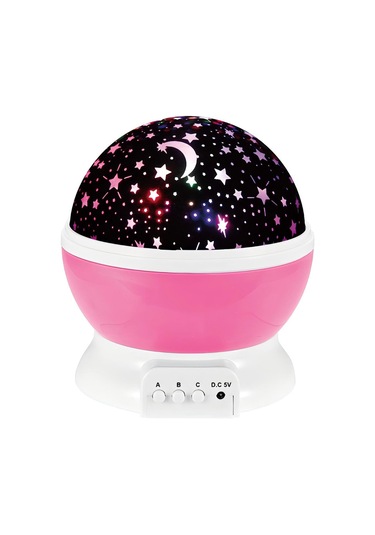 Hfambition Yıldız Ve Ay Projeksiyonlu Renk Değiştiren Gece Lambası - Usb Şarjlı, Pembe