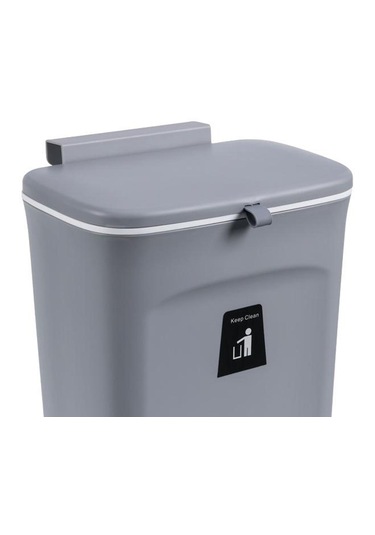 Suntek Plastik Çöp Kutusu Sepeti Ev İçin Duvara Monte 2.4galon Gri