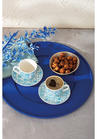 Emsan Deep Azur New Bone 2 Kişilik Kahve Fincan Takımı 90 Ml Mavi Mavi