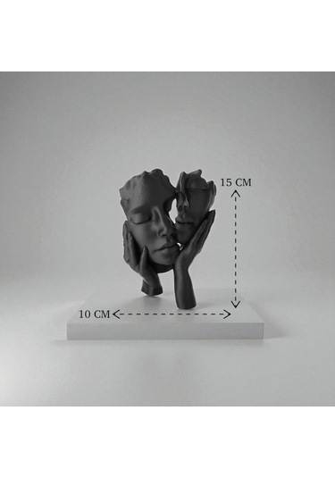 Dekoratif Çift Yüz Heykel Biblo - 15x10 Cm Siyah Modern Biblo