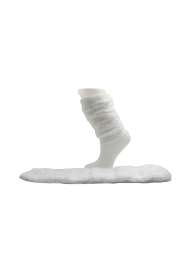 Kadın Kışlık Dizlik Sakallı Tozluk Çorap Beyaz
