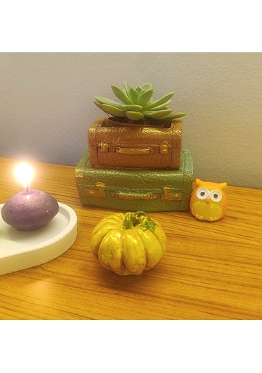 Artepieza Vintage Çift Bavul Saksı- Masaüstü Düzenleyici- Dekoratif Bavul Kalemlik Yeşil-kahve 12 8 1 Adet