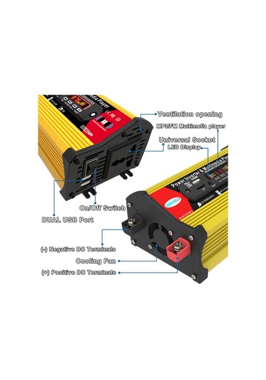 Solıke Tech 300w Modifiye Sinüs İnvertörü, Bluetooth Mp3/fm Multimedya Oynatıcı İle 12v İla 220v