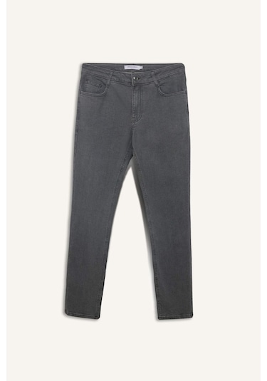 Defacto Pedro Slim Fit Dar Kalıp Normal Bel Dar Paça Jean Pantolon E7440ax25smnm55 Gri