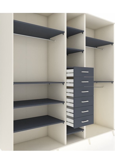 Kronos Dolap 10 Raflı 6 Çekmeceli 3 Askılı 220x59x243 Aytaşı-antrasit/antrasit Antrasıt/antrasıt