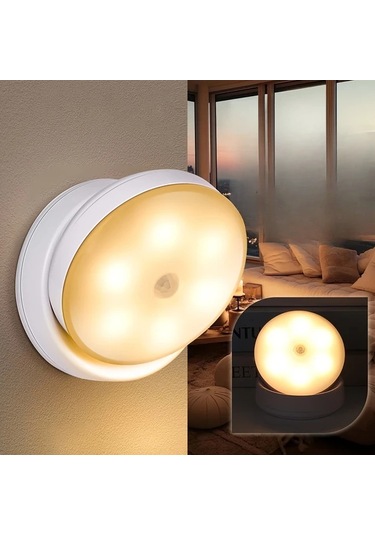 Xuweiwei 1 Adet Hareket Sensörlü Gece Lambası - Aydınlatma Ayarlı Otomatik Açma Kapama Yatak Dolap İçin Sıcak Işık Sıcak Işık