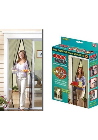 Büro Ev Ofis Yazlık İçin 90x210cm Siyah Mıknatıslı Sistem Kapı Tülü Sinekliği