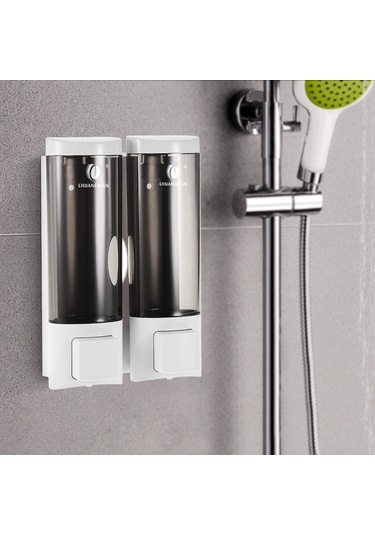 Kangvka Duvar Takılı İki Lı El Sabunu Dağıtıcısı - Manuel Tuşlu 200ml 2 Kabin - Banyo/ Restoran/ Ofis Kullanıma Uygun Beyaz Cd-2013a Diğer