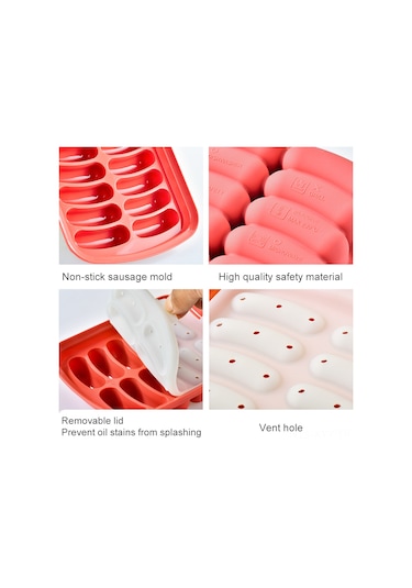 Yaleker Silikon Sosis Kalıbı - Fırın Ve Mikrodalga İçin Yapışmaz, Çocuklar İçin Sağlıklı Sosis Yapma Aparatı Diğer