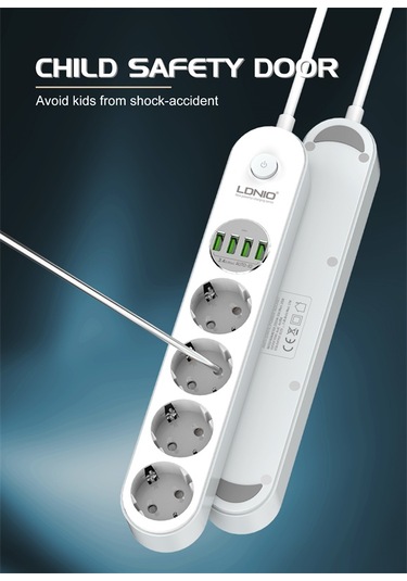 Ldnio Se4432 4xusb Çıkışlı 4'lü Akım Korumalı Priz Beyaz 2 M