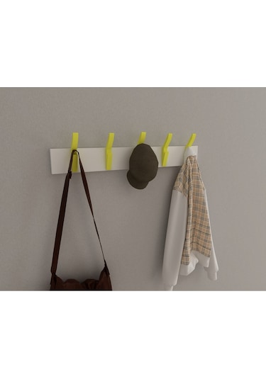 Hepsi3boyutlu Modern Duvar & Kapı Kanca Askılık - 5 Adet Sarı Kanca Askılık - Model No : 3 Sarı