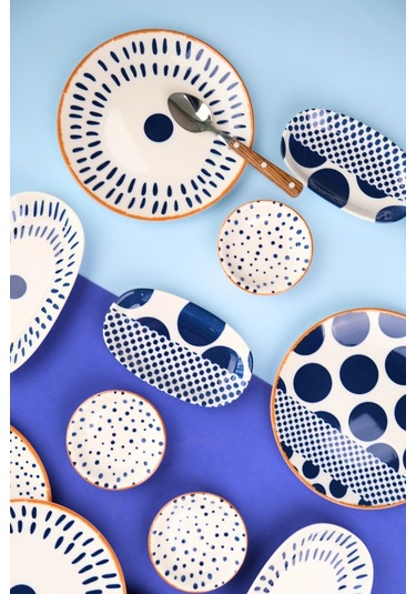 Tabak Evi Porselen Spotty Kahvaltı Ve İkram Takımı 6 Kişilik 14 Parça Çok Renkli