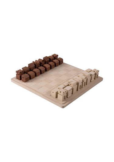 Çaturanga Satranç Takımı Kahverengi-krem Taşlı