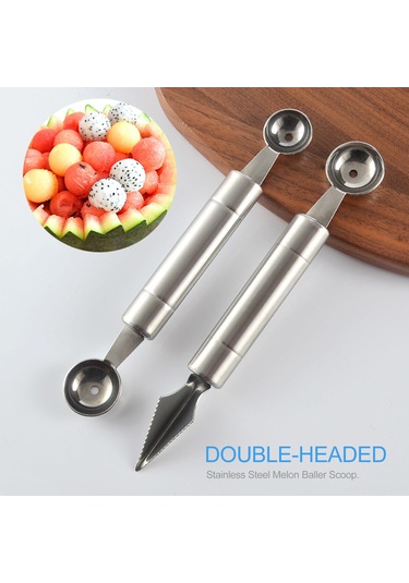 Neevoyu Stainless Steel Çift Uçlu Meyve Topu Ve Oyma Bıçağı - Pratik Mutfak Aleti, Elma, Karpuz, Dondurma İçin Diğer