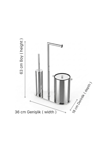 Kobos Nova Çöp Kovalı Yuvarlak Hareketli Wc Set Parlak Krom Kbw-907cr