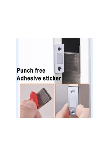 Siyah 4 Takım Deliksiz Görünmez Mıknatıslı Kapı Emme Dolabı Güçlü Manyetik Çekici