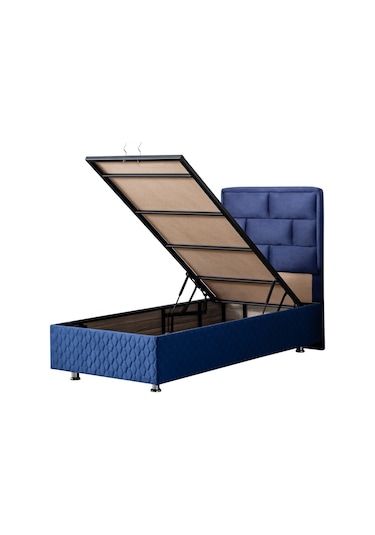 Setaymobilya Diego Tek Kişilik Lacivert Baza + Başlık + Deluxe Ortopedik Yatak
