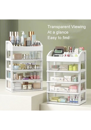 Sones Masaüstü Çekmece Düzenleyici Çok Katmanlı Kozmetik Mücevher Kutusu Kırtasiye Çok İşlevli Düzenleyici, Stil: 5 Katmanlı Beyaz Çekmece Beyaz