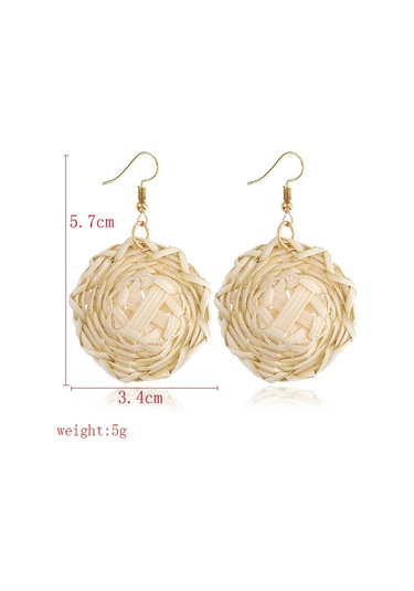 E2002-11 Hat Bamboo Vine Handmade Woven Earrings Bosomia Style Earrings Gümüş