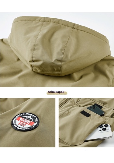 Polar Astarlı, Kalınlaştırılmış, Rüzgar Geçirmez Ve Sıcak Ceket Ordu Yeşili