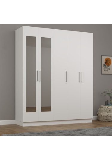 5 Kapaklı Gardırop 180cm Beyaz