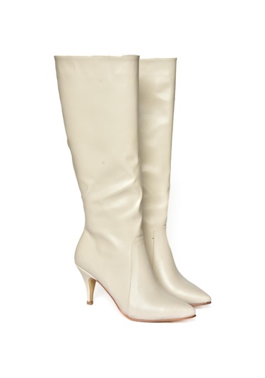 Fox Shoes R372453009 Bej İnce Topuklu Kadın Çizme Bej