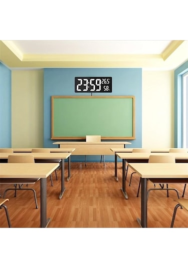 Lemestar Büyük Ekranlı Led Dijital Saat, Oda Sıcaklığı Gösteren, Çok Fonksiyonlu Duvar Saati - Beyaz Rakamlar Beyaz - Siyah
