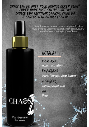 Eda Taşpınar Chaos Body Mist For Men 200 ML