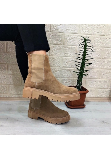 M.p 2744 Vizon Süet İçi Polar Tüylü Bilekten Lastikli Bayan Bot 001