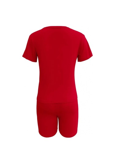 Soonaksesuar Kadın Kısa Kollu Çapa Baskılı Viskon Ikili Takım Kırmızı