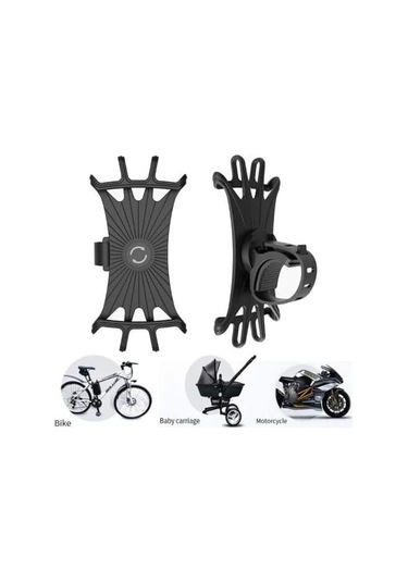 Geeksen Siyah Silikon Bisiklet Telefon Tutucu - Dönen, Esnek, Elektrikli Araçlar İçin Navigasyon Sabitleyici