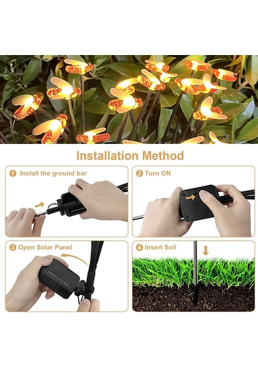Dianziye Güneş Enerjili Zeytin Arısı Dalgalanır Bahçe Işığı - 6 Led Islak Işık - Serin Ve Romantik Bahçe Dekorasyonu - 1 Adet - Ip65 Su Geçirmez Diğer