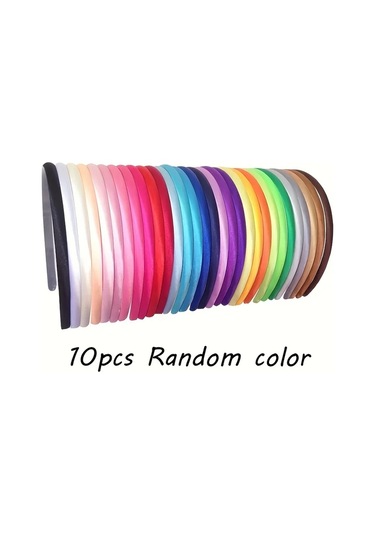 Willowhaven 30/10 Adet Moda Renkli Full Coverage Saten Kurdele Saç Bandı Dıy Saç Aksesuarları Rastgele Renk Karışımı 10 Adet