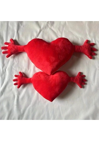 Gateesat 1 Adet Romantik Kırmızı Kalp Yastığı Mikrofiber Sevgili Yastığı Dekoratif Yastık Kırmızı