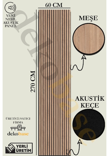 Meşe 60x270 Yeni Nesil Akustik Ahşap Duvar Paneli