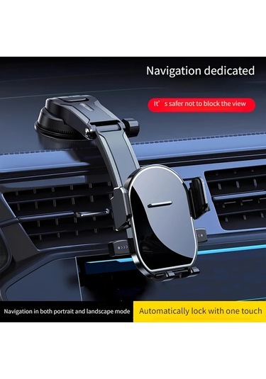 Primepickings Black 360 Derece Dönebilen Emiş Kupalı Telefon Tutucu Dayanıklı Abs Malzeme Güvenli Bağlantı