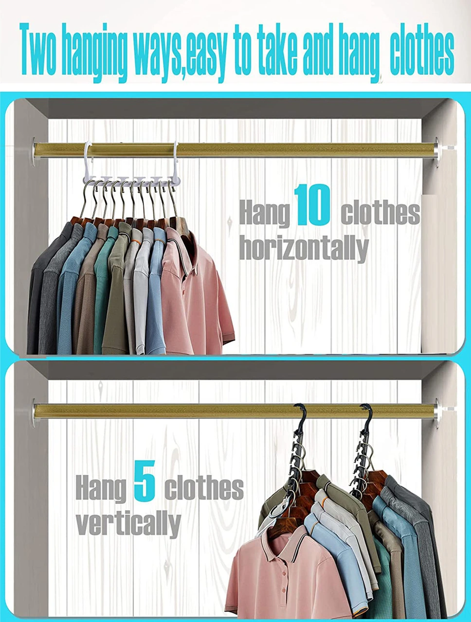 Dofolink Siyah Abs Rehberli Çok Amaçlı Çadır Gardıropu: 5 Li Paket, 360 Döner, 5 Delikli, Uzunluk 41cm, Anti-kayma, Ahşap Ve Giysi Askısı Beyaz