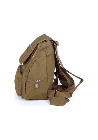 Küçük Boy Krinkıl / Klinkır Su Geçirmez Uzun Askılı Çok Gözlü Günlük Kadın Sırt Çantası Taba 12-4g Taba