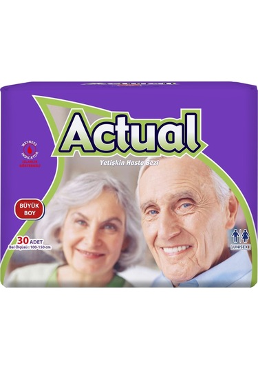 Actual Yetişkin Hasta Bezi Bel Bantlı L-Büyük 60 Adet (2Pk*30)