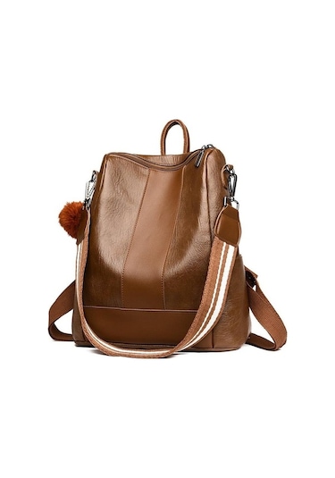 Luckydog Kahverengi 5 Fonksiyonlu Seyahat Çantası Retro Siyah Kadın Sırt Çantası Kahverengi