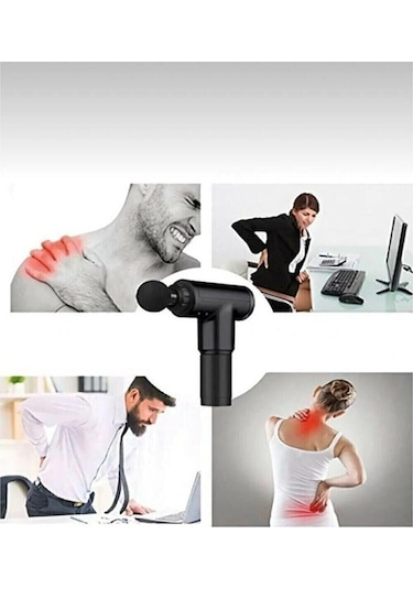 Relax 4 Başlıklı Titreşimli Sporcu Şarjlı Masaj Tabancası - Siyah